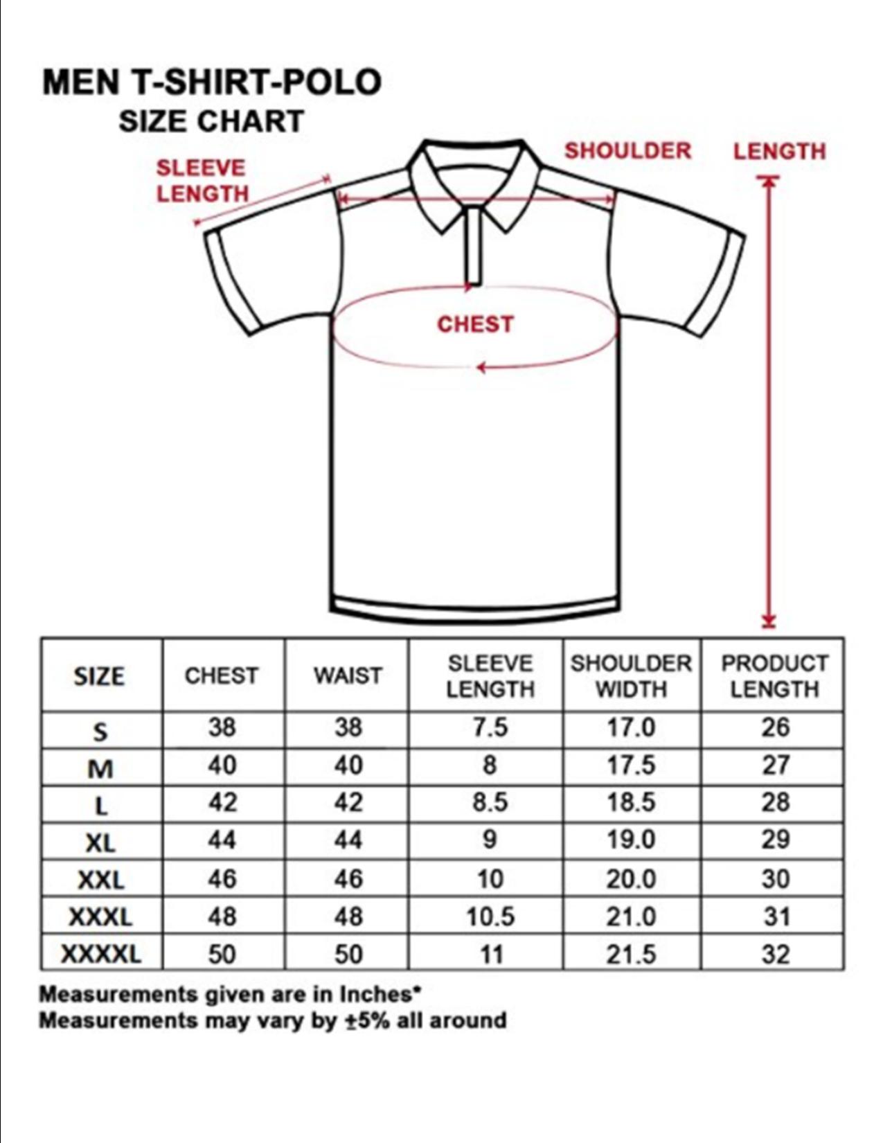 Ralph T Shirt Size Chart